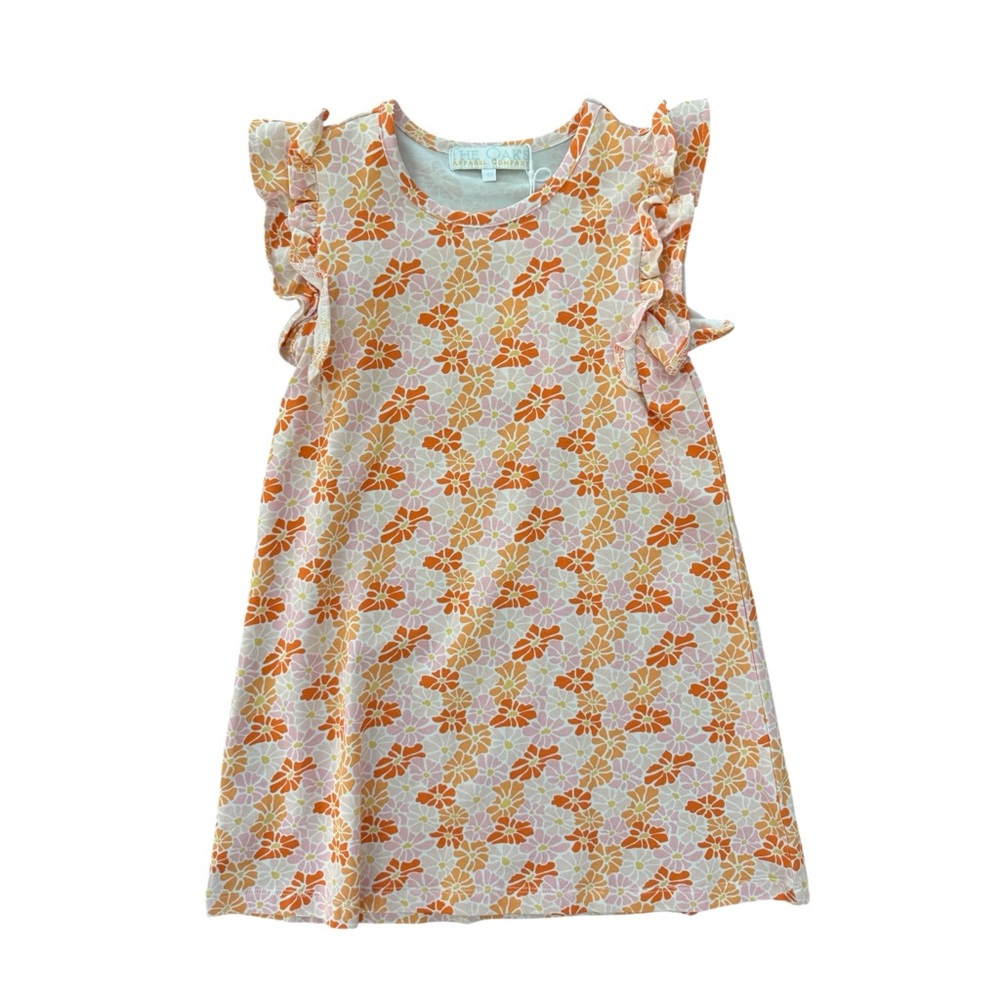 The Oaks Apparel NWT Orange Floral Ruffle Sleeve Dress 6